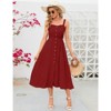Coolmee Women's Dress Casual Summer Spaghetti Strap Dress Button Down Sleeveless A Line Beach Swing Midi Sundress - 3 of 4