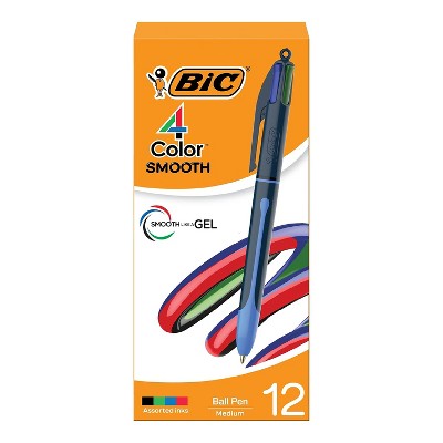 BIC 4-Color Smooth Retractable Ballpoint Pen Medium Point Assorted Ink 12/Pack (MMS11-AST)