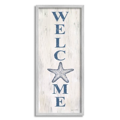 Stupell Industries Welcome Starfish Phrase Sign Framed Giclee Art
