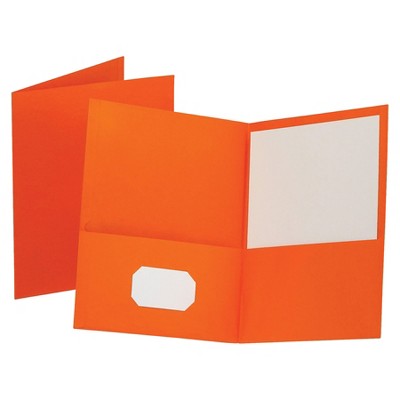 Oxford Leatherette Portfolio, 8-1/2 X 11 Inches, 2-Pocket, Orange, pk of 25