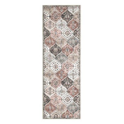 Washable Vintage Floral Living Room Bedroom Rugs, Distressed Print Farmhouse Carpet for Dining Room Kitchen, Retro Accent Home Decor Rugs