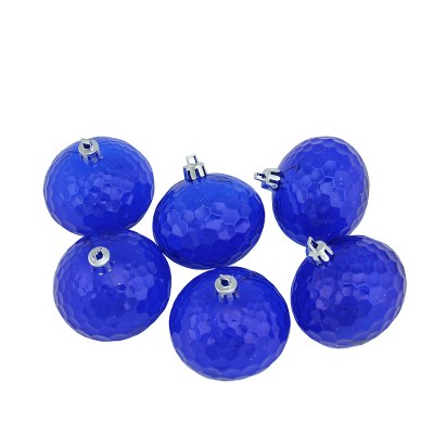 Northlight 6ct Transparent Shatterproof Hammered Christmas Disco Ball Ornament Set 2.5" - Blue