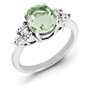 Black Bow Jewelry Oval Green Quartz & .03 Ctw Diamond Ring in Sterling Silver - 1 of 3