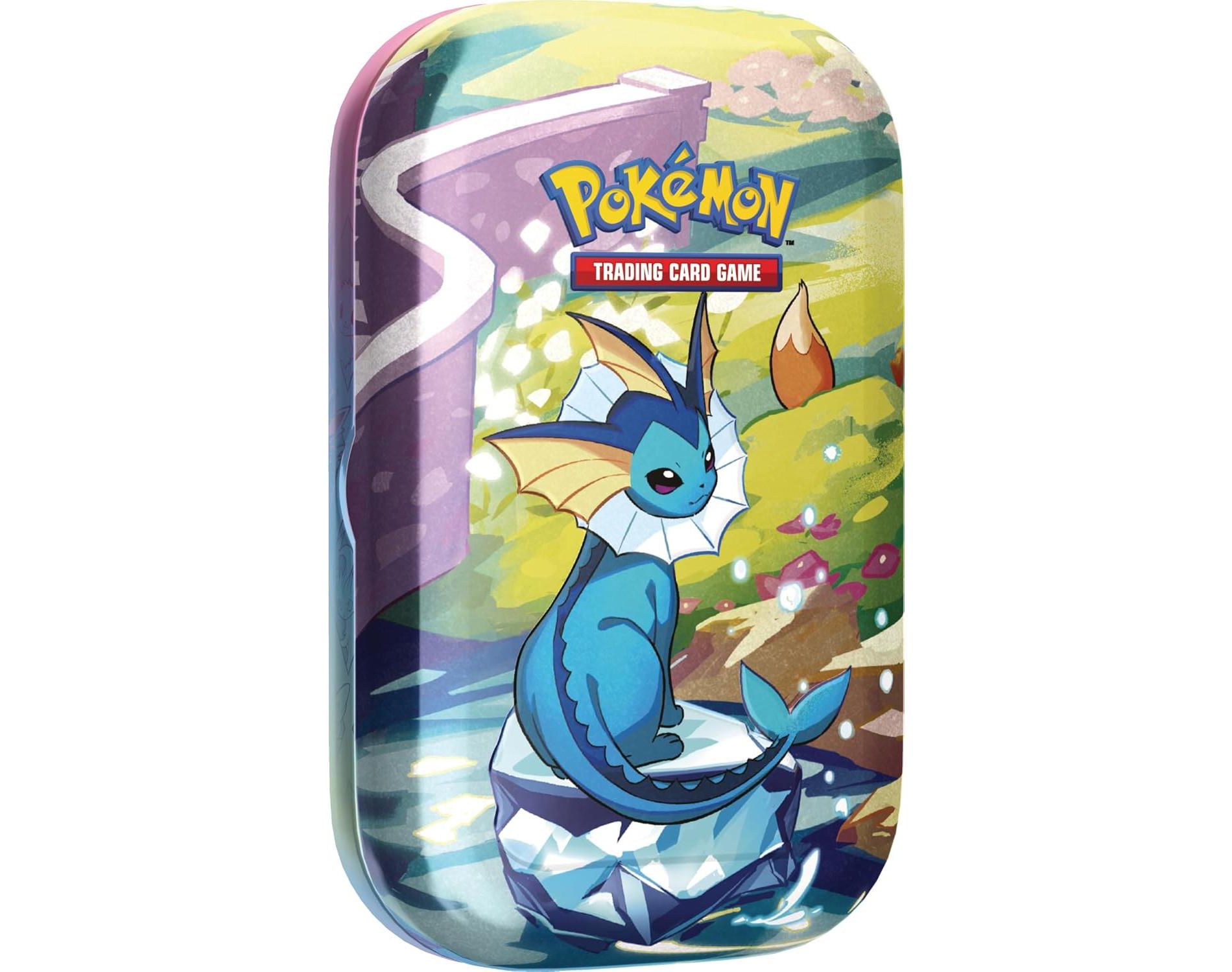 Pokemon TCG: Scarlet & Violet —Prismatic Evolutions Mini Tin - Vaporeon (2 Booster Packs & 1 Coin)