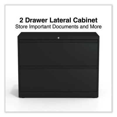 Black Steel 2-Drawer Lockable Lateral File Cabinet