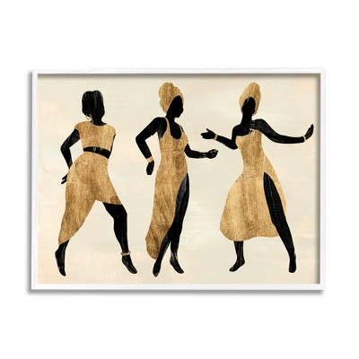 Stupell Industries Powerful Women Dancing Person Glam Fashion Black Beige Framed Giclee Art, White, 30" x 24"