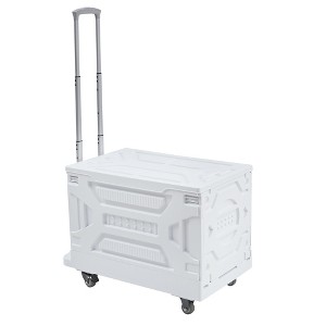 VECELO 64/92 Qt Foldable Utility Cart Rolling Crate With Seat & Heavy Duty Collapsible Basket Modern Rolling Carts with Lid & Wheels, Black/White/Green - 1 of 4