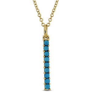 EVERLY JEWELRY | Yellow Plated Sterling Silver 1/3ct TGW Composite Blue Turquoise Bar Drop Pendant with Chain, 18 inc + 2 inc - 1 of 4