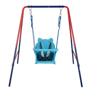 Whisen Convertible 2-in-1 Baby Swing with Safety Seat, Expandable Design, Gift for Growing Kids Age 3+ - Blue & Red - 1 of 4