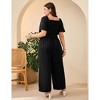 Clearlove Jumpsuits for Plus Size Women Casual Square Neck One Piece Floral Wide Leg Rompers - 4 of 4