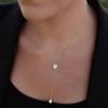 CZ Pear Drop Lariat Necklace 16 with 2.75 Y Drop, Adjustable, 3 Colors Available - 3 of 4