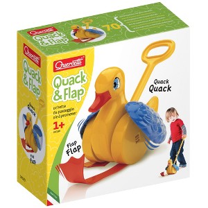 Quercetti Quack & Flap Yellow Duck Push Toy, Sounds & Flaps Wings, Toddler 1+ - 1 of 4