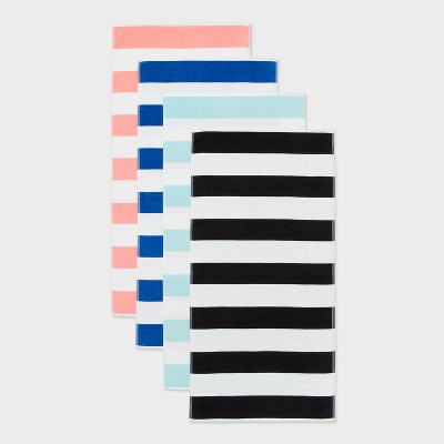 4pk Family Bundle Striped Beach Towel Set - Sun Squad™