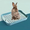 GustoWave Rabbit Litter Box with Grate, Guinea Pig Litter Pan Anti-turnover, Pet Toilet Potty Trainer for small animals - 3 of 4