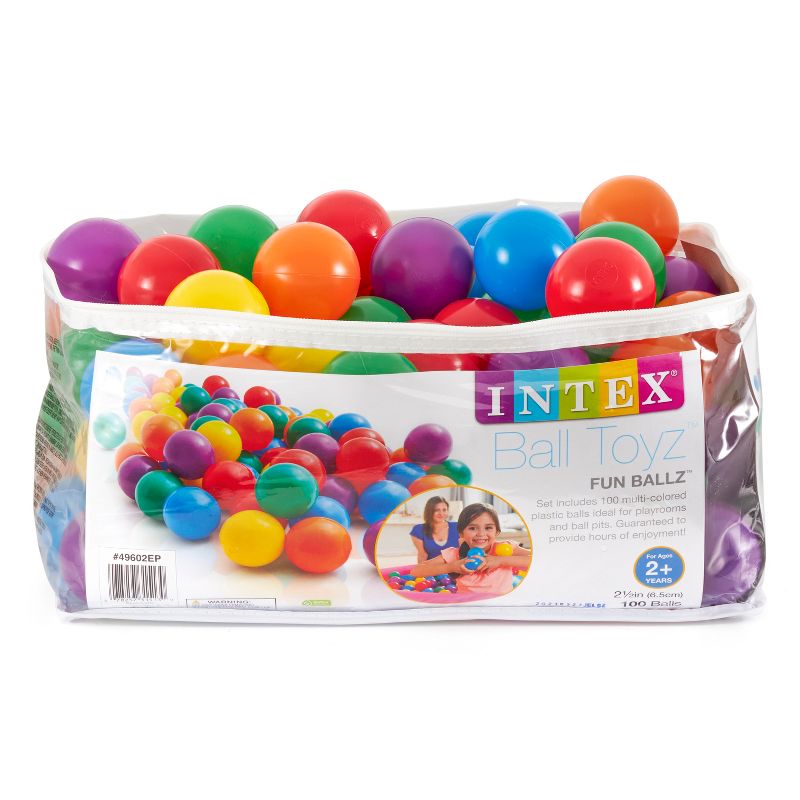Intex Small Plastic Multi-Colored Fun Ballz for Indoor and Outdoor Ball Pits or Splash Pools with Storage Carrying Bag, (100 Pack), 4 of 7