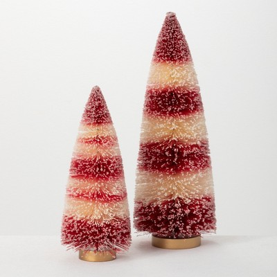 Sullivans Bottlebrush Sisal Tree Set of 2, 14"H & 10"H Red