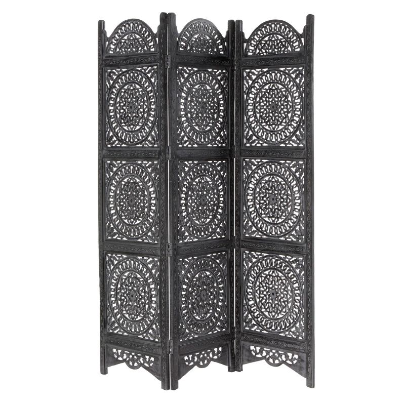 Eclectic Wood Room Divider Screen Black - Olivia &#38; May, 1 of 7