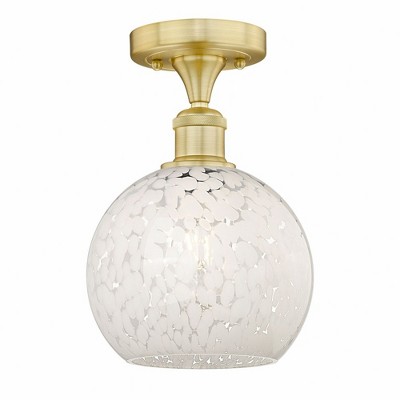 White Mouchette - 1 Light Semi-Flush Mount In Modern Style-10.13 Inches Tall and 8 Inches Wide
