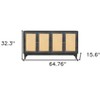 HomeRoots 65" Charcoal and Natural Wood and Rattan Sideboard with Four Doors - 3 of 4