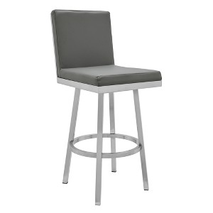 30" Gem Swivel Modern Metal and Faux Leather Bar and Counter Stool, 360¡ã Rotation, Comfortable Design with Footrest - 1 of 4