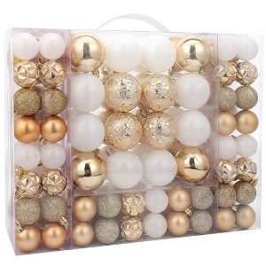 Aoibox 87 Piece Christmas Ball Ornament Set Shatterproof Plastic Gold Hanging Decorations for Tree Holiday Party Home Decor 40mm to 80mm - 1 of 4