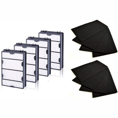Nispira True HEPA Filter (4) + Carbon Pre Filter Replacement (8) Compatible with Holmes Air Purifier HAPF600 HAPF600D HAPF600D-U2 Filter B