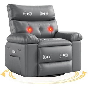 Acekool Electric Rocking Recliner Chair with Massage & Heat, Swivel Faux Leather Power Recliner, USB, Overstuffed Single Sofa for Living Room - 1 of 4