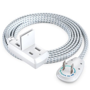 Maximm Cable 360 Degree Rotating Flat Plug Extension Cord 16 AWG 3-Outlet, 2 Prong with Safety Cover - UL Certified - 1 of 4