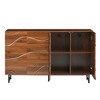 Whisen Modern Art Solid Wood Sideboard & Buffet, Storage Cabinet with Wave Relief Design, Iron Legs - 4 of 4