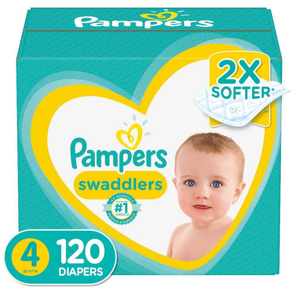 Pampers Swaddlers Soft and Absorbent Diapers, Size 4, 120 Ct