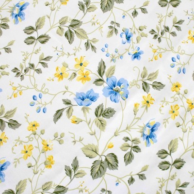 King Blue and Yellow Floral Cotton Duvet Cover Set