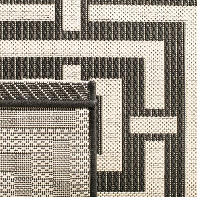 Black and Bone Geometric Indoor/Outdoor Area Rug
