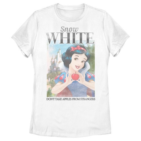 Evolve tack kolbøtte Women's Snow White And The Seven Dwarves Don't Take Apples From Strangers  Poster T-shirt - White - Medium : Target