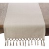 Saro Lifestyle 108"x16" Cotton Knotted Tassel Table Runner Light Brown - 2 of 2