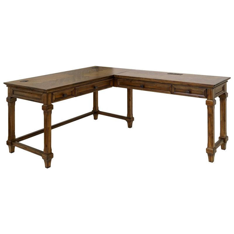 Porter Traditional Wood Open L-Desk &#38; Return Brown - Martin Furniture, 3 of 13