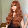 Jessie's Wig 26 Inch Body Wave Synthetic Wigs Air Bangs Copper Red Brown Ginger 1 Pc/Pack - 3 of 4