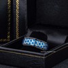 Jewelry Avalanche 8mm Beveled Black IP Honeycomb & Opal Inlay Tungsten Carbide Mens Wedding Band - 4 of 4