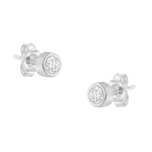 10K Gold 1/5 Cttw Round Diamond Bezel-Set Stud Earrings - 1 of 4