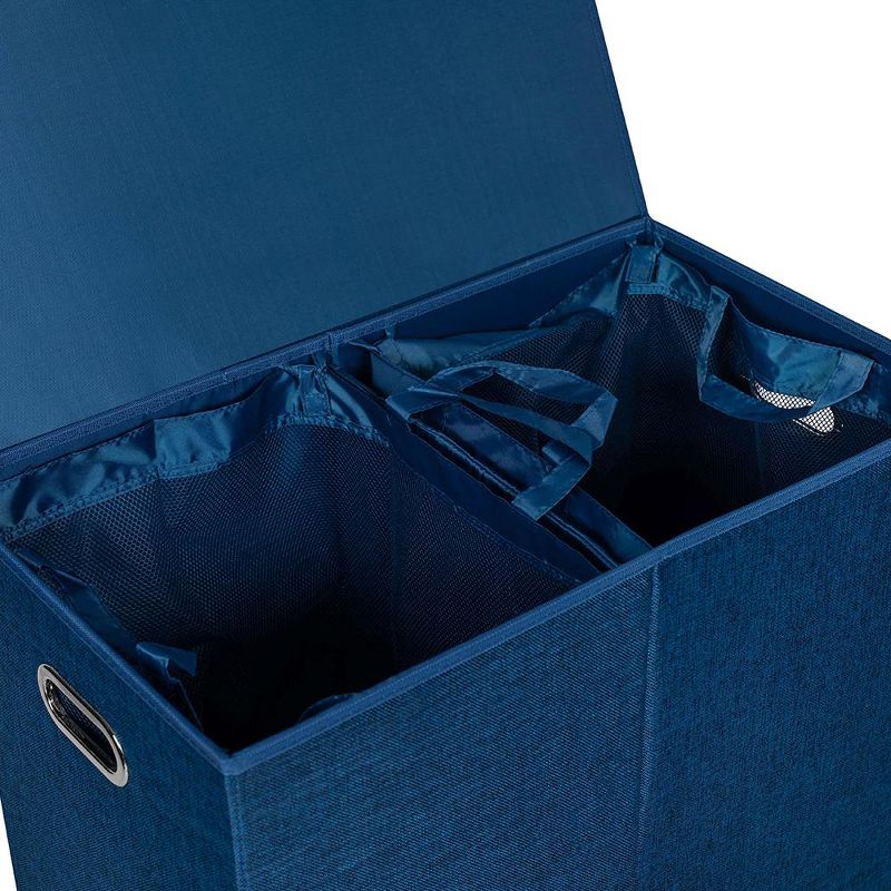 BirdRock Home Double Linen Laundry Hamper with Lid and Removable Liner - Navy, 5 of 8