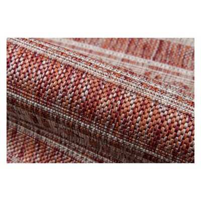 Copper and Gray Geometric Pattern Runner Rug
