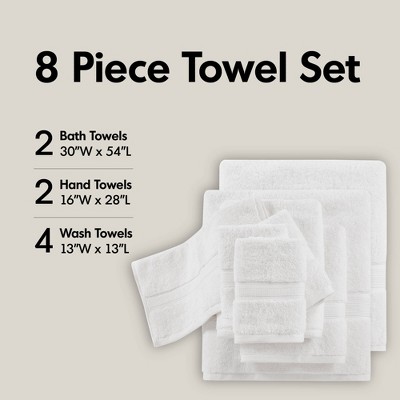 100% Cotton Solid Color Heavyweight Bath Towel Set, Anti-Microbial Certified Highly Absorbent Plushy Bath Towel