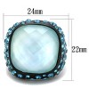 Slickblue Women’s IP Black Stainless Steel Ring with 18x18mm Sea Blue Synthetic Glass Stone, size 5-10 - 2 of 4