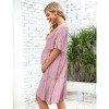LXT- Maternity Dress Womens Casual Babydoll Dress Ruffle Short Sleeve V Neck Floral Printed Flowy Mini Short Tunic Dress - 3 of 4