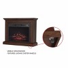Mobile Electric Fireplace with Mantel - Portable Heater on Wheels with Remote Control, Light-Adjustable LED Flames, and Faux Logs by Northwest (Brown) - 3 of 4