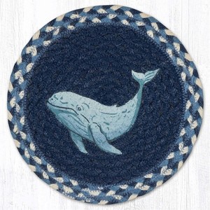 Earth Rugs Ocean-Themed Rustic Decor – Hand-Stenciled Beluga Whale on Jute - 1 of 3