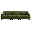 Aukfa Green Velvet Large  Sofa with Bolster Armrests, Waist & Throw Pillows – Modern Couch for Living Room, Bedroom or Office - 3 of 4