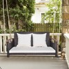 Tangkula 2-seater hanging swing porch swing PE wicker swing outdoor hanging swing garden poolside - 2 of 4