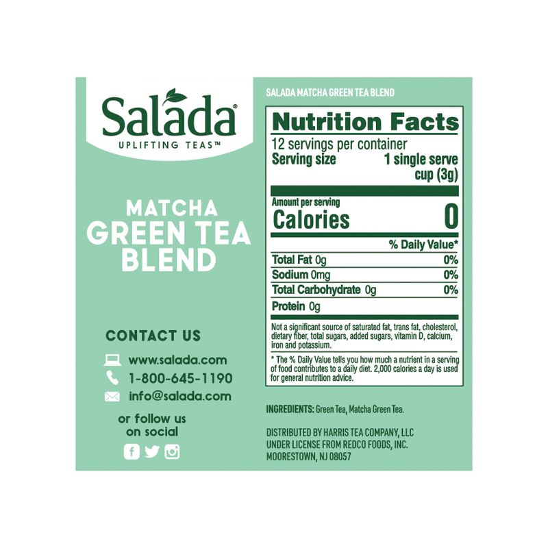 Salada Matcha Green Tea Blend with 12 Single Serve K-Cups, 3 of 6