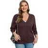 Women's Plus Size Cardigan Open Front Oversized Button Lightweight Sweaters V Neck Loose 3/4 Sleeve Cardigans Knit Outwear - 3 of 4