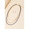 Slickblue Layered Color Chain Necklace Set With Small Ball Earrings, Fashion Jewelry for Women, White Gold/Navy Gold - 3 of 3